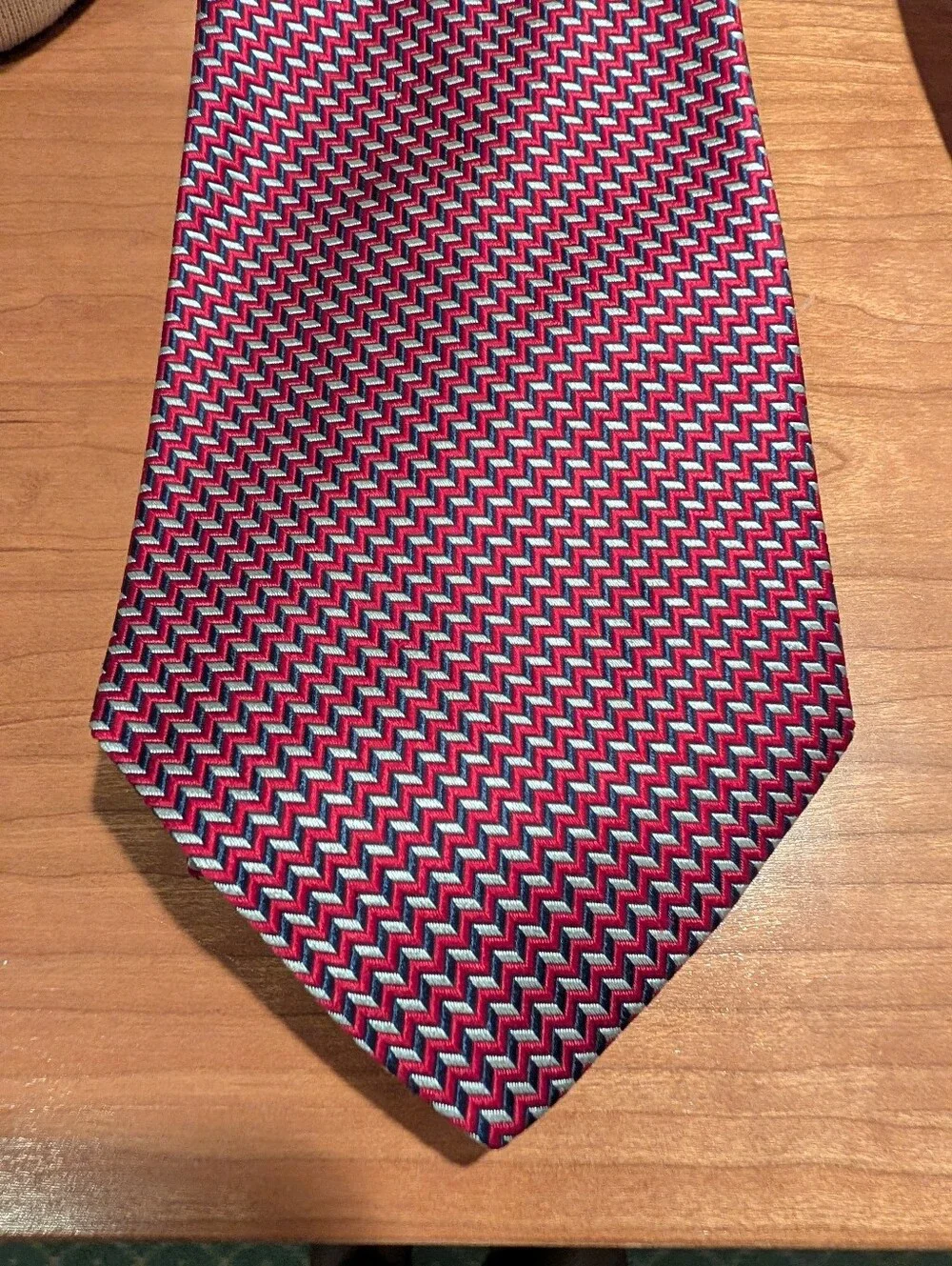 Ike Behar Red Chevron Silk Tie